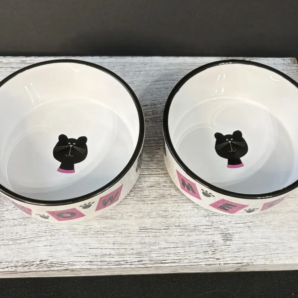 Whisker City Cat Bowl Set NWOT